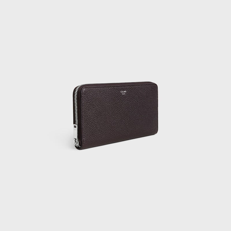 Large zipped wallet IN GRAINED CALFSKIN - ESPRESSO - LUCKY DAY SELECTION - 1 | CELINE