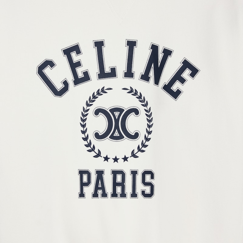 oversized sweatshirt IN cotton fleece - WASHED WHITE/NAVY -  - 1 | CELINE