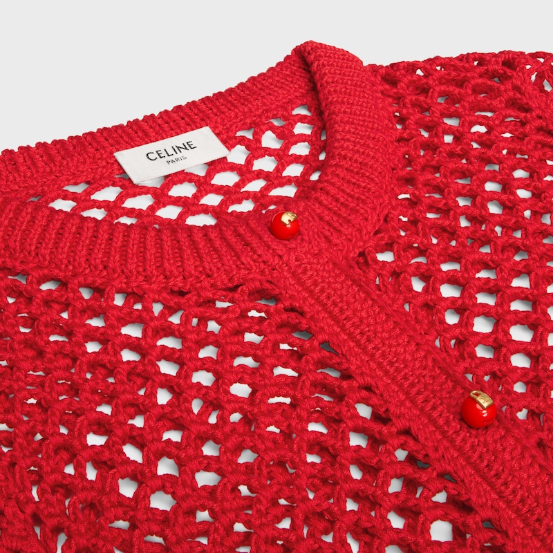 cardigan crochet coton - ROUGE VIF -  - 1 | CELINE
