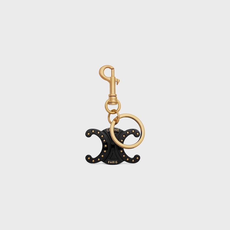 TRIOMPHE KEYRING CHARM in PLEXIGLASS with GOLD FINISHING - BLACK - BAG CHARMS - 1 | CELINE