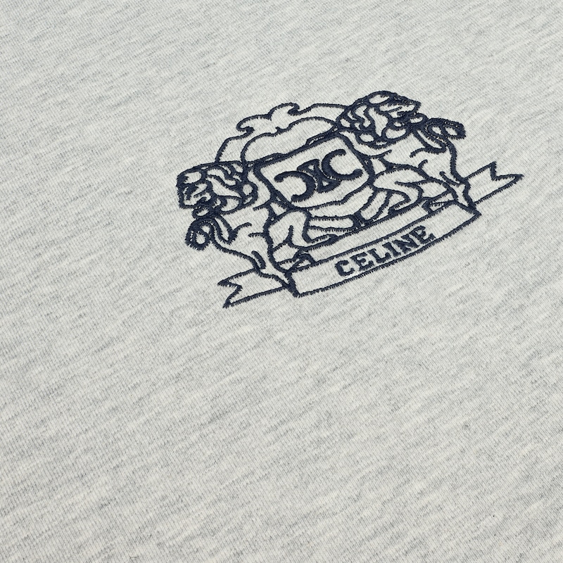 70's blason t-shirt IN cotton jersey - VINTAGE GREY MELANGE / NAVY -  - 1 | CELINE