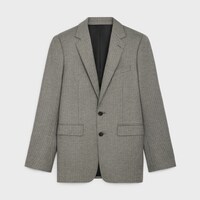 classic jacket in striped flannel - BETON/ANTHRACITE -  - 1 | CELINE
