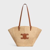 CELINE クラシック パニエ ミディアム クファン / ラフィア パッチワーク & カーフスキン - ナチュラル / タン - ホーボー＆トートバッグ - 1 | CELINE