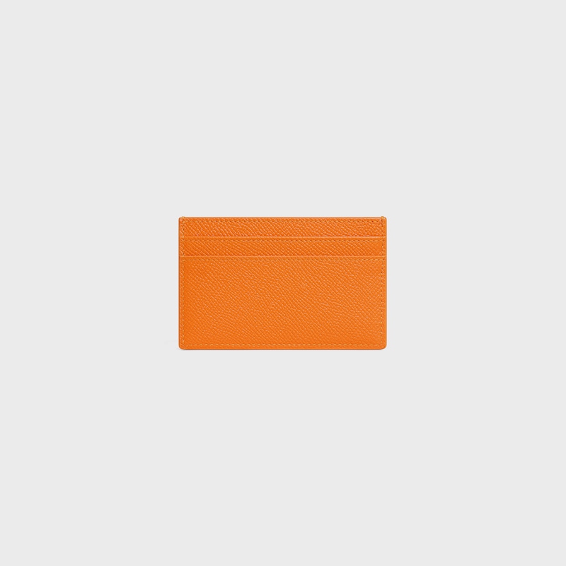 MEDIUM CARD HOLDER IN GRAINED CALFSKIN - FLUO ORANGE - ESSENTIALS - 1 | CELINE