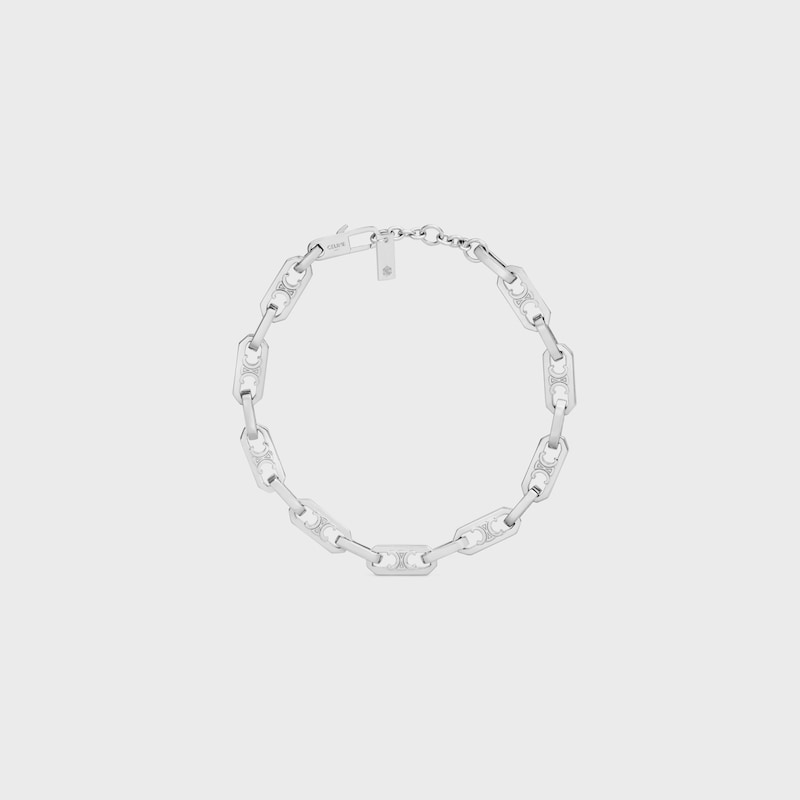 Triomphe Small Octagon Bracelet in Brass with Rhodium Finish - SILVER -  - 1 | CELINE