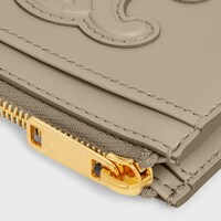 ジップ付きカードホルダー キュイル トリオンフ / シャイニーカーフスキン - モダントープ - ウィメンズ ギフト - 1 | CELINE