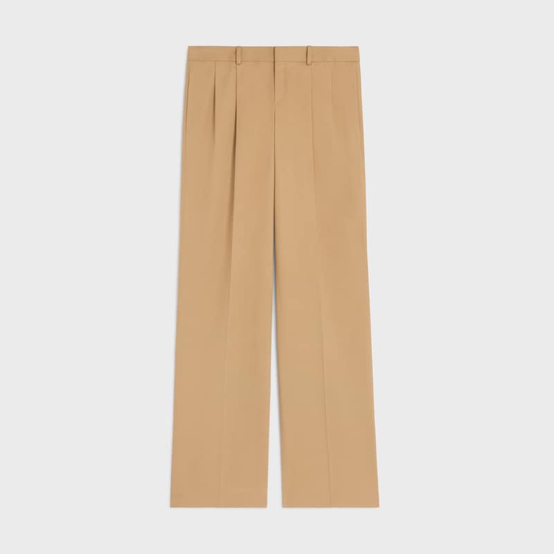 pleated trousers IN cotton canvas - BEIGE -  - 1 | CELINE