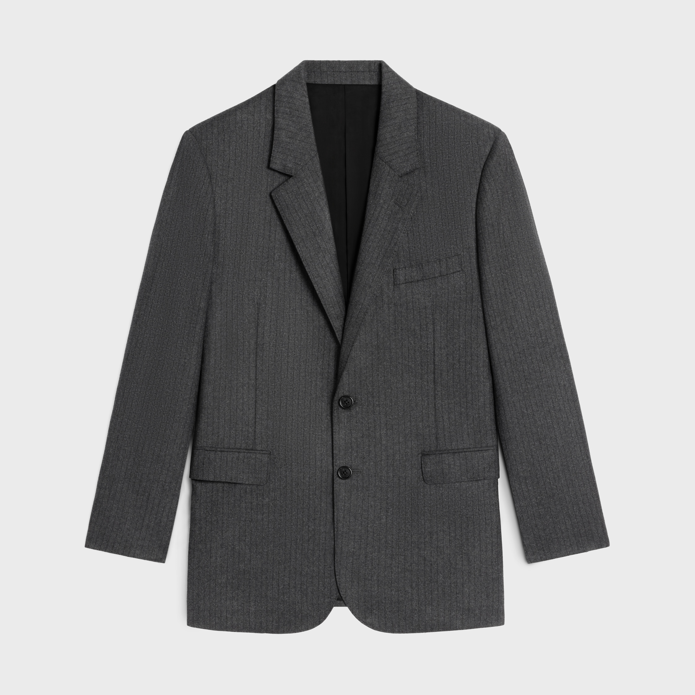 VIP SALE☆CELINE☆BLACK WOOL BLEND JUDE FLOWINGジャケット JUDE JACKET IN WOOL AND CASHMERE FLANNEL - ANTHRACITE/NOIR