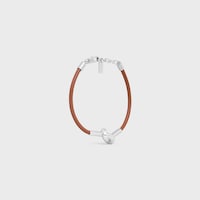 Knot Bracelet in Calfskin and Brass with Rhodium Finish - TAN / SILVER -  - 2 | CELINE