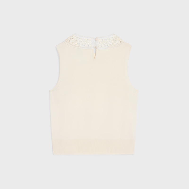 sleeveless top in wool - OFF WHITE -  - 1 | CELINE