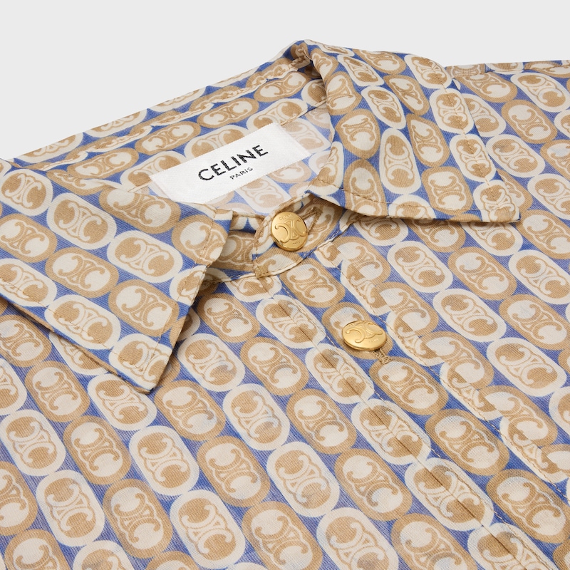 เสื้อเชิ้ต tilly ผ้าไหมวูล etamine - สีฟ้า/สีทราย/สีเบจ -  - 1 | CELINE