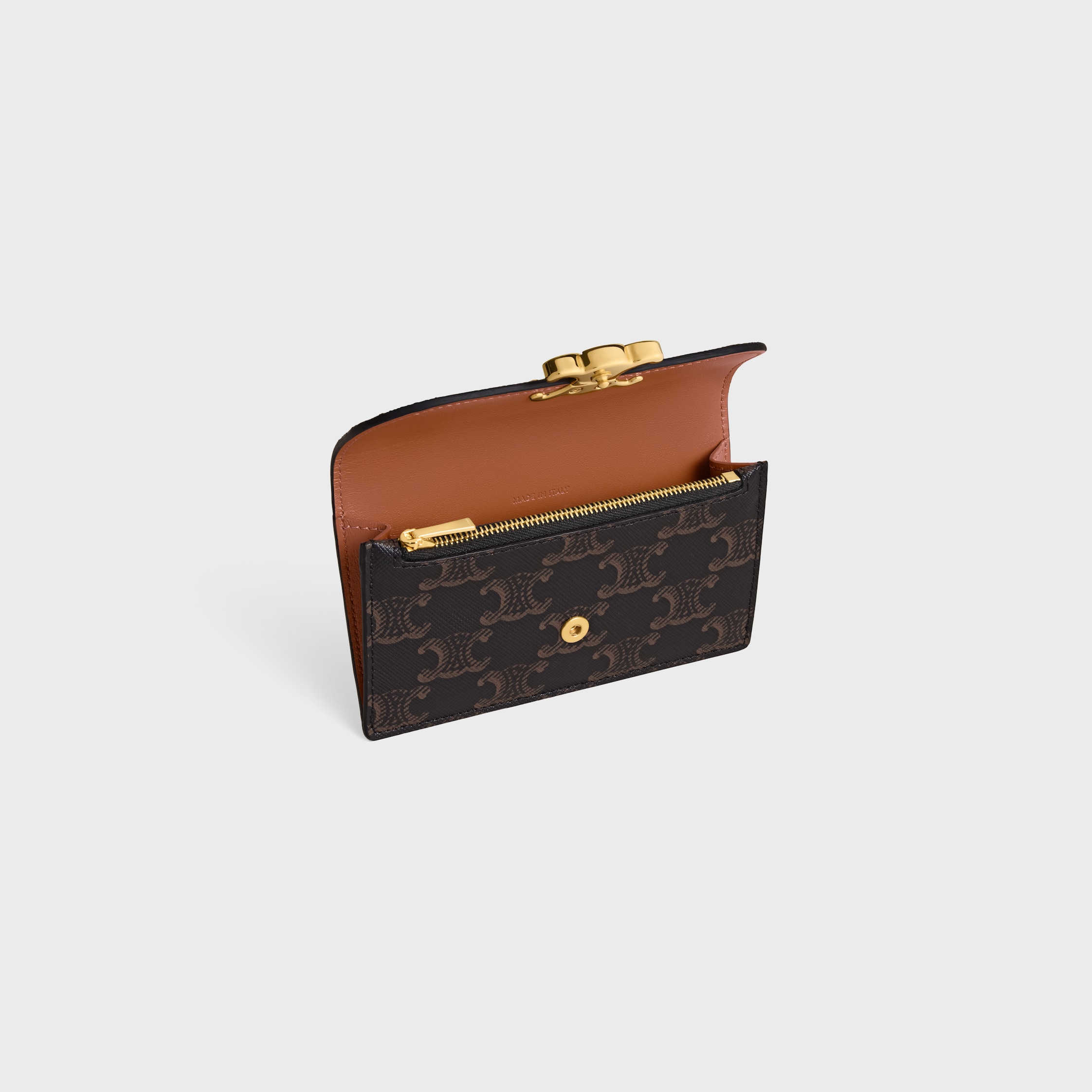 ★関税込★CELINE★CARD HOLDER TRIOMPHE CANVAS CELINE PRINT★ CARD HOLDER TRIOMPHE IN TRIOMPHE CANVAS - TAN | CELINE