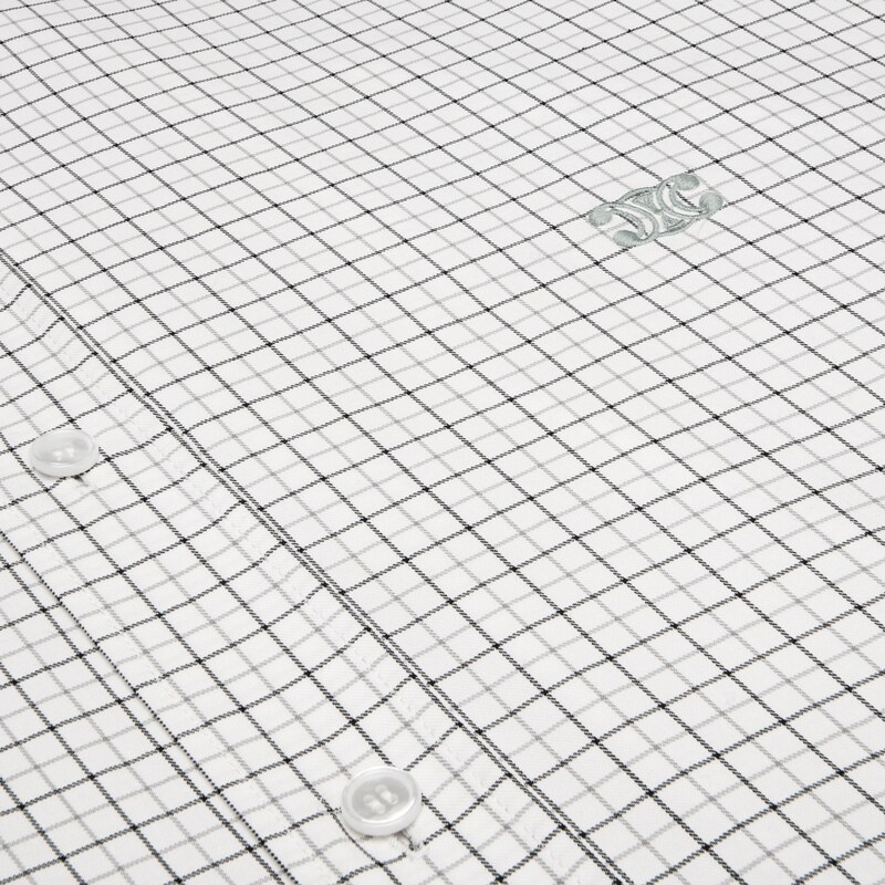 CAMISA RELAJADA DE SARGA DE ALGOD&Oacute;N A CUADROS - MARFIL/GRIS/NEGRO -  - 1 | CELINE