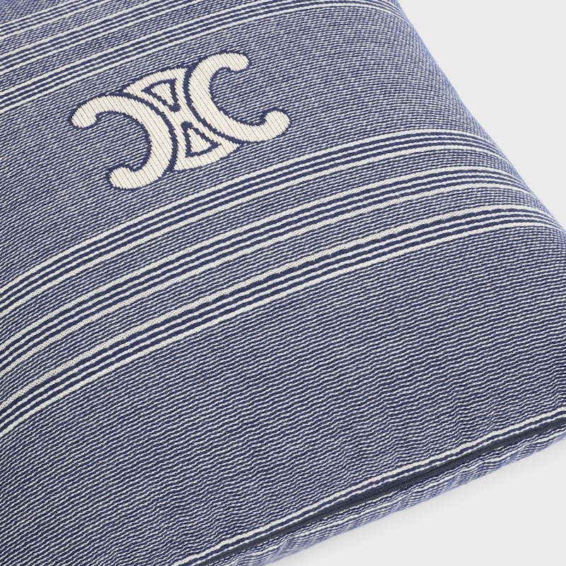 SUN BED IN WOOD AND JACQUARD TEXTILE - BLUE / BEIGE - HOME - 1 | CELINE