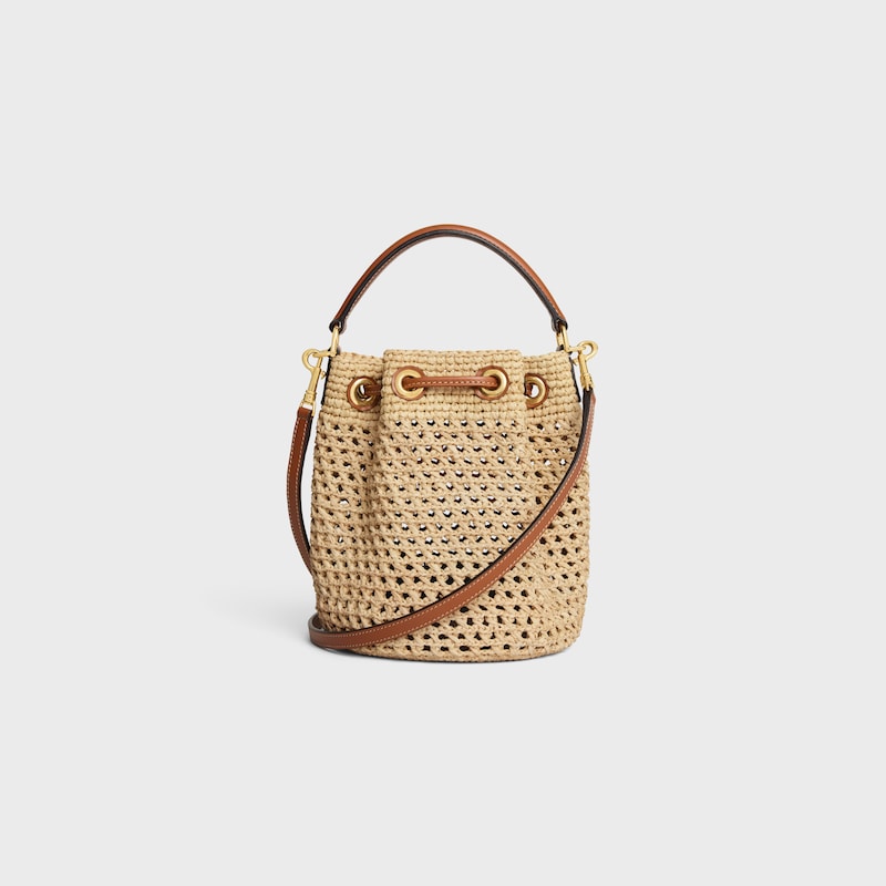 TEEN CLARA BAG IN RAFFIA AND CALFSKIN - NATURAL / TAN - MORE LINES - 1 | CELINE