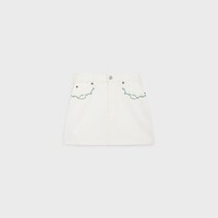 embroidered mini skirt in raw wash white denim - RAW WASH -  - 1 | CELINE