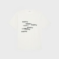 t-shirt loose happy happy jersey coton - WASHED WHITE/ BLACK -  - 1 | CELINE