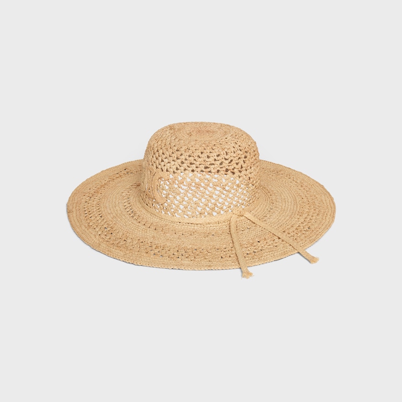 triomphe wide-brimmed hat in raffia - NATURAL -  - 1 | CELINE