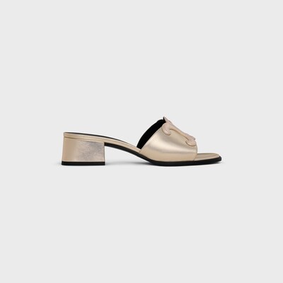 CELINE CLEMENCE MULE IN Laminated Calfskin & Tejus Stamped Calfskin - PLATINIUM -  - 3 | CELINE