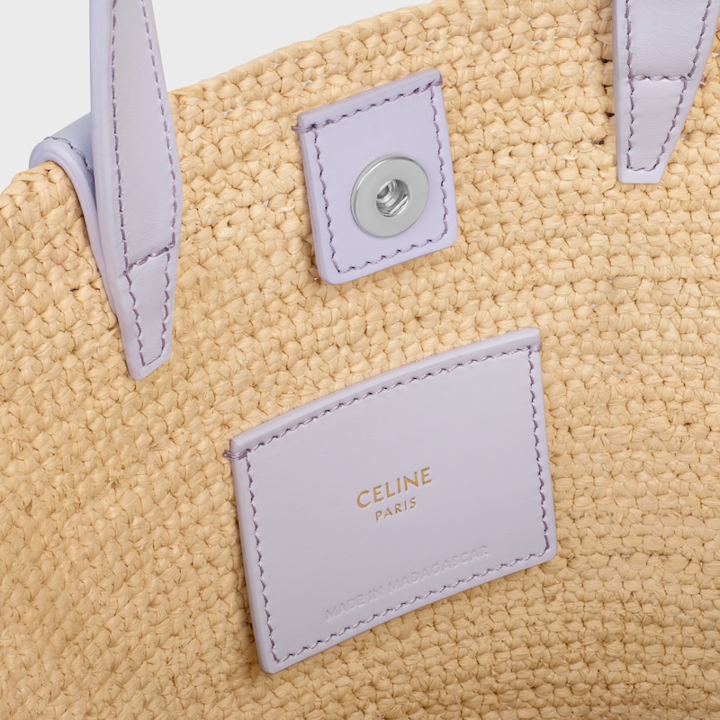 NANO SUPPLE CELINE CLASSIC PANIER IN RAFFIA AND CALFSKIN - PASTEL MAUVE - MORE LINES - 1 | CELINE