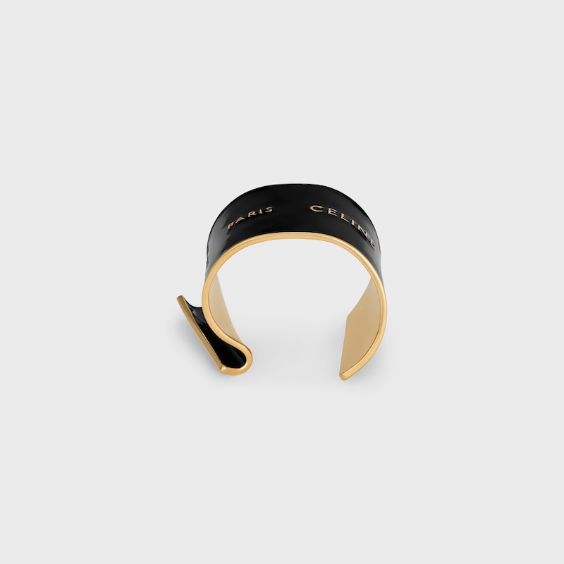 Pulseira Celine Ribbon Grande em Esmalte e Latão com acabamento dourado - PRETO / DOURADO -  - 1 | CELINE
