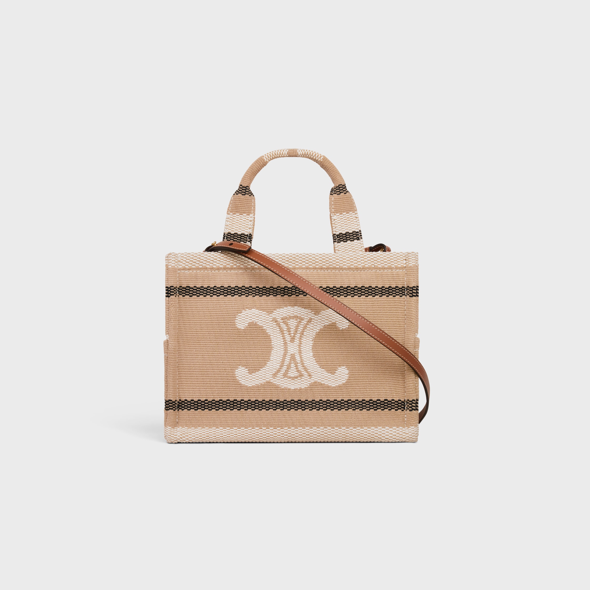 CELINE スモール トリオンフ ストライプバッグ_Cabas Thais SMALL CABAS THAIS IN STRIPED TEXTILE WITH TRIOMPHE - BEIGE