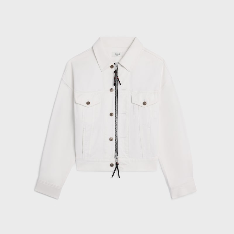 trucker jacket IN cotton denim - WHITE HEAVY STONE WASH -  - 1 | CELINE