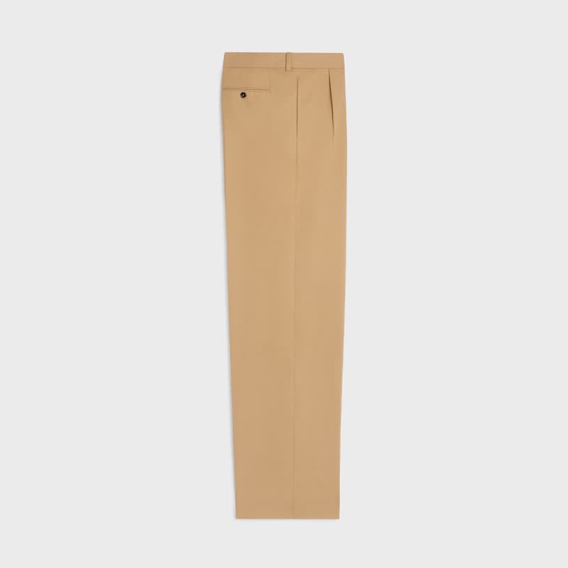 pleated trousers IN cotton canvas - BEIGE -  - 1 | CELINE