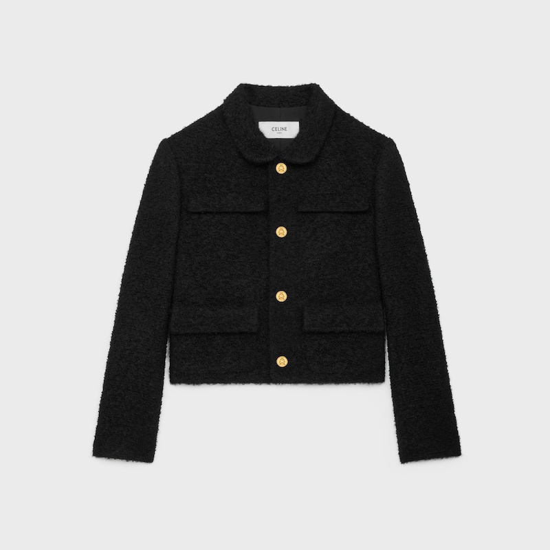 saint germain jacket in bouclette natté - BLACK -  - 1 | CELINE