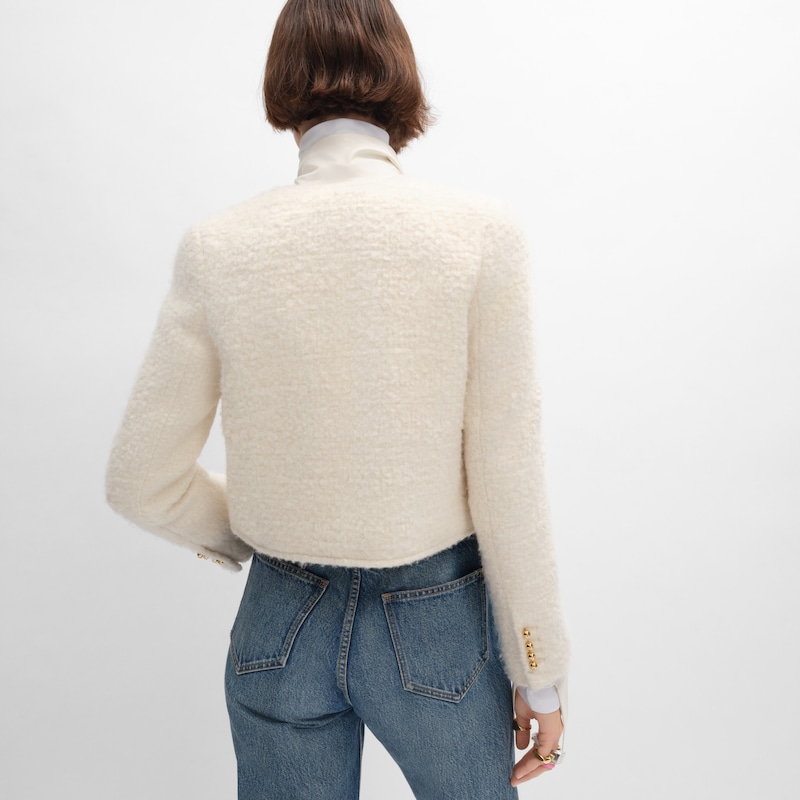 CHAQUETA ICONE DE CACHEMIRA Y LANA TRENZADA - BLANCO -  - 1 | CELINE