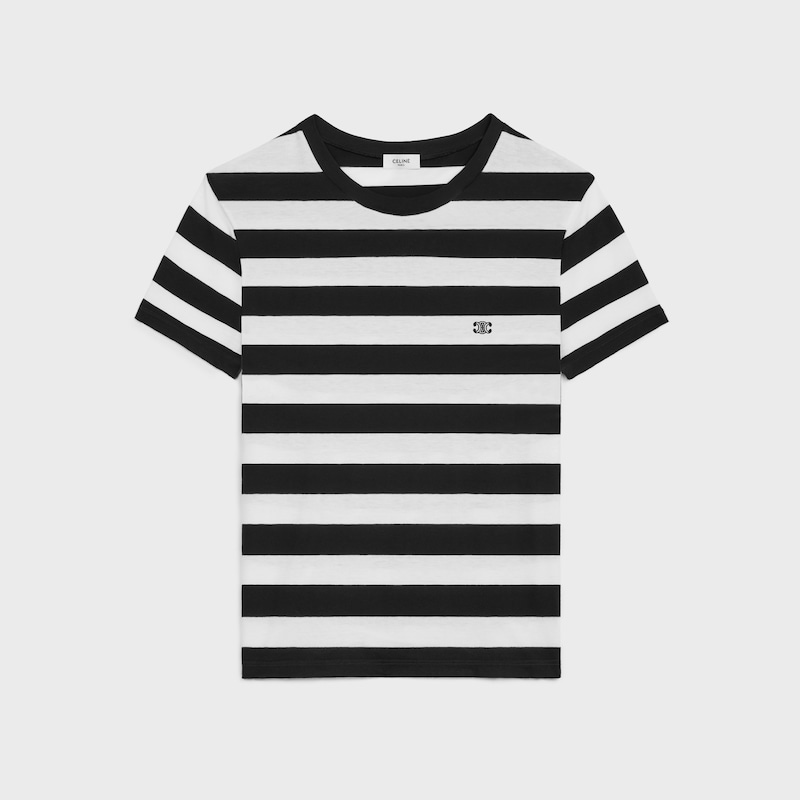 triomphe loose t-shirt in cotton jersey - BLACK / WHITE -  - 1 | CELINE