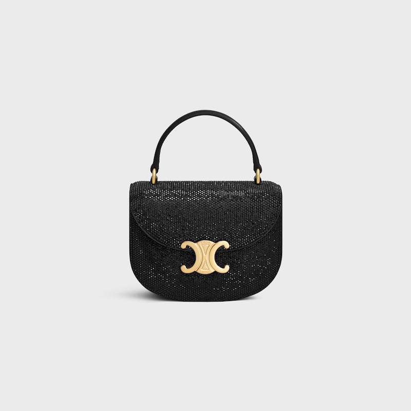 MINI BESACE CLEA in SUEDE CALFSKIN WITH STRASS - BLACK - GIFT FINDER - 1 | CELINE