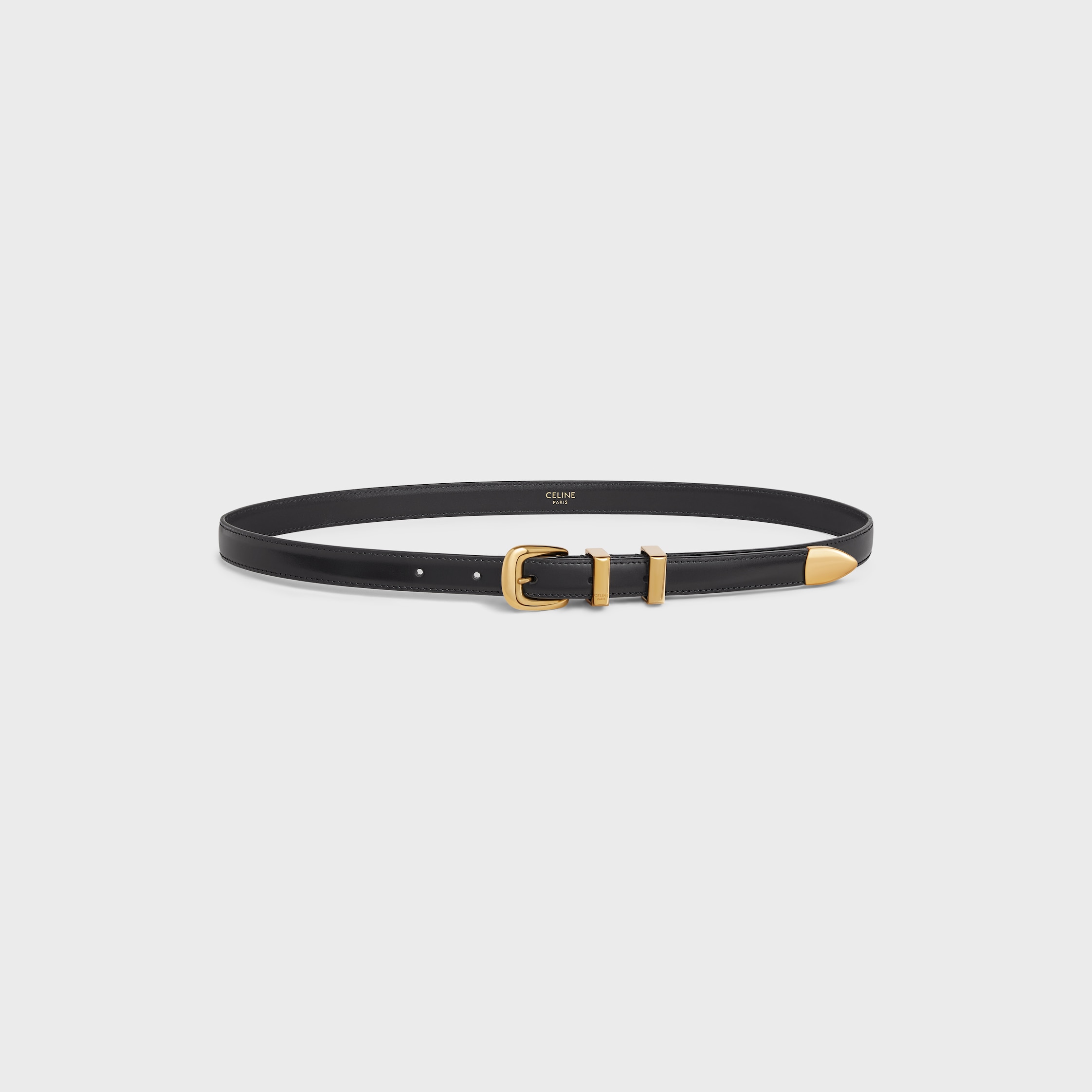 CELINE ブラックベルト UNB0343 CELINE Triomphe Beversible Leather Belt Black Bordeaux
