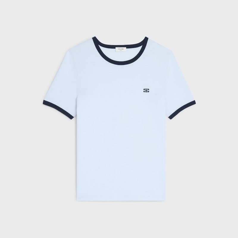 camiseta estilo a&ntilde;os&nbsp;70 triomphe de punto de algod&oacute;n - AZUL PLATEADO&nbsp;/&nbsp;AZUL MARINO -  - 1 | CELINE