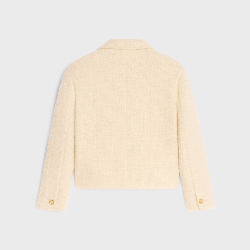 Giacca stile cacciatore in lana e mohair natté - VANIGLIA -  - 1 | CELINE