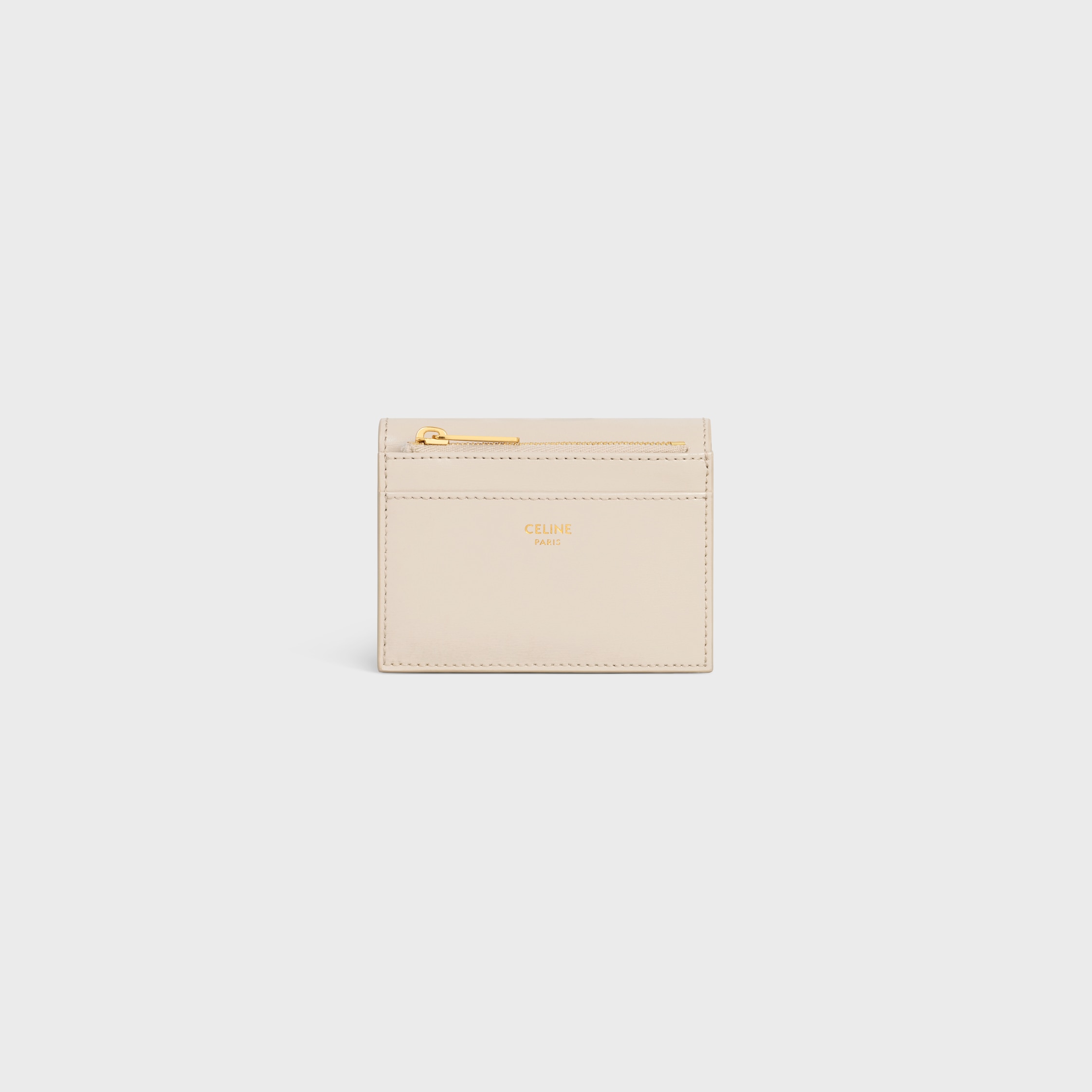 ☆☆CELINE☆☆ 24FW Celine Card Wallet 10M242GC402SI Beige COMPACT WALLET WITH COIN TRIOMPHE IN SHINY CALFSKIN - PALE