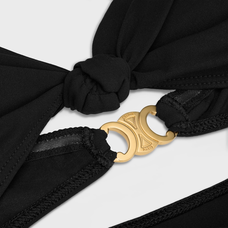 triomphe swimsuit with bows in matte jersey - BLACK -  - 1 | CELINE