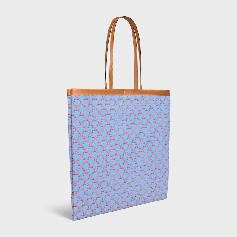 LARGE FLAT SHOPPER IN Triomphe Canvas - DENIM BLUE / RED - HOBO AND TOTE BAGS - 1 | CELINE