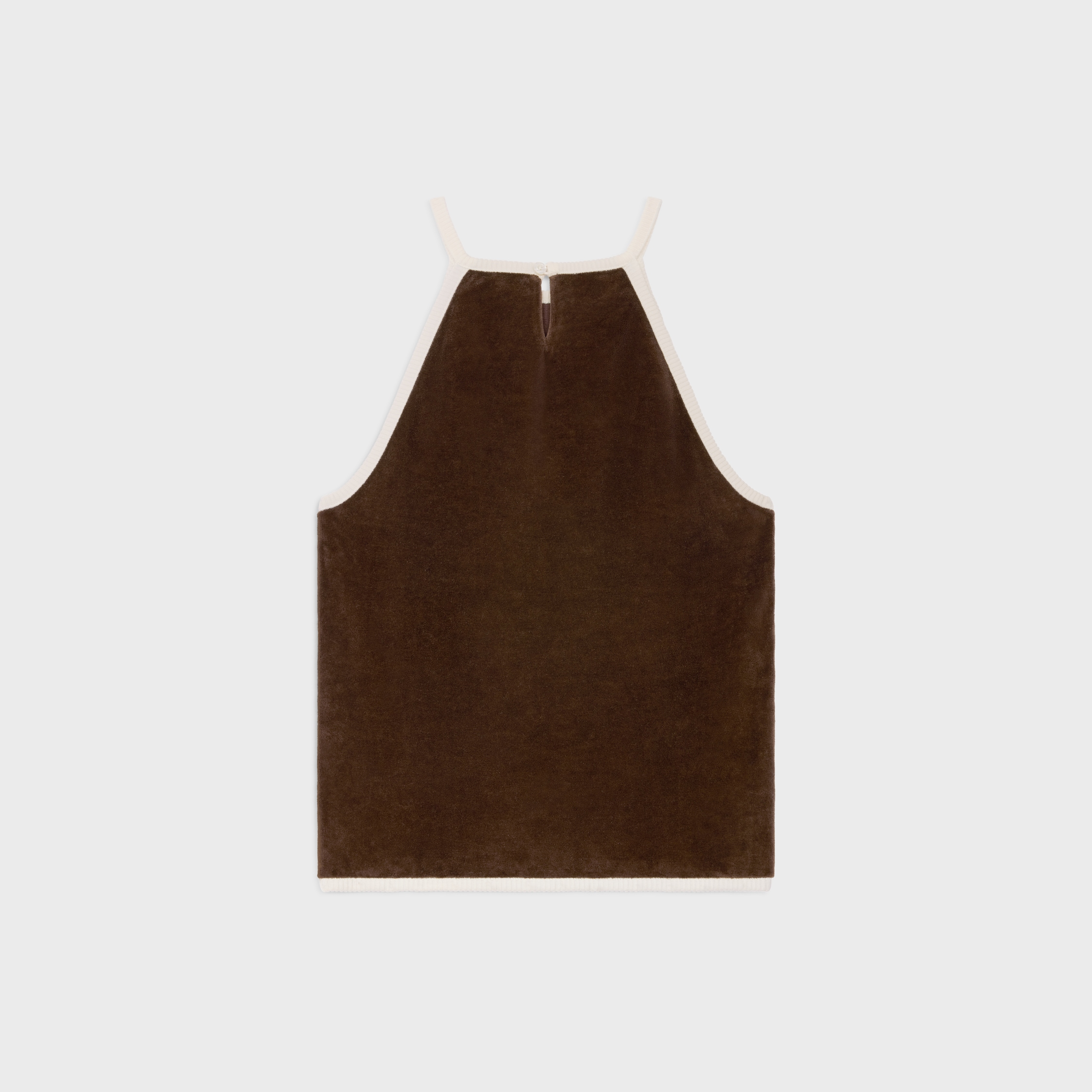 ◆CELINE◆ TRIOMPHE CROP TOP IN JERSEY POINTELLE TRIOMPHE TANK TOP IN RIBBED COTTON - OPTIC WHITE | CELINE