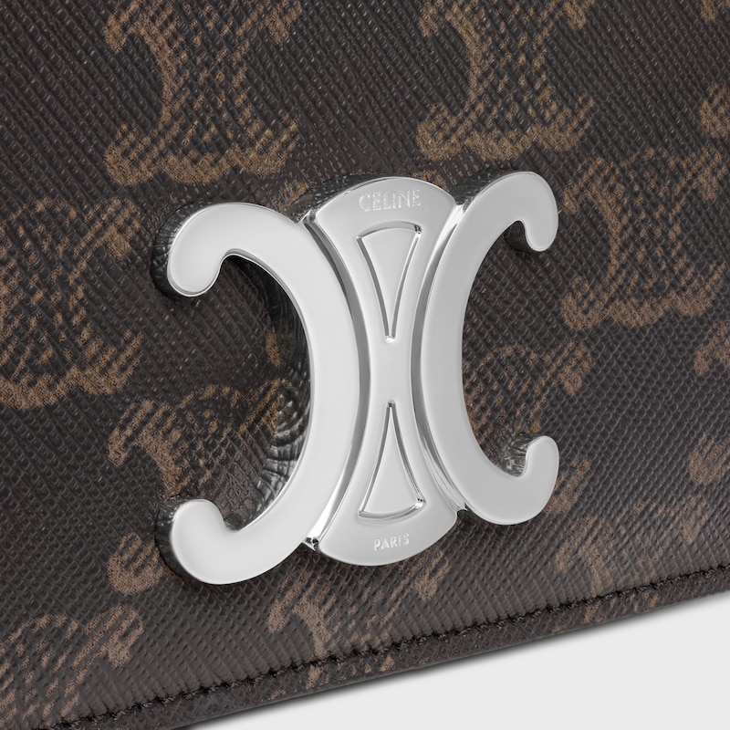 KLEINE TRIOMPHE UMH&Auml;NGETASCHE AUS TRIOMPHE CANVAS UND KALBSLEDER - SCHWARZ - TRIOMPHE-CANVAS - 1 | CELINE