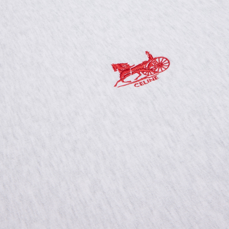 sweatshirt IN cotton fleece - PALE GREY/RED -  - 1 | CELINE