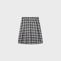 falda plisada de lana natté de pata de gallo - BLANCO/MARFIL/NEGRO -  - 2 | CELINE