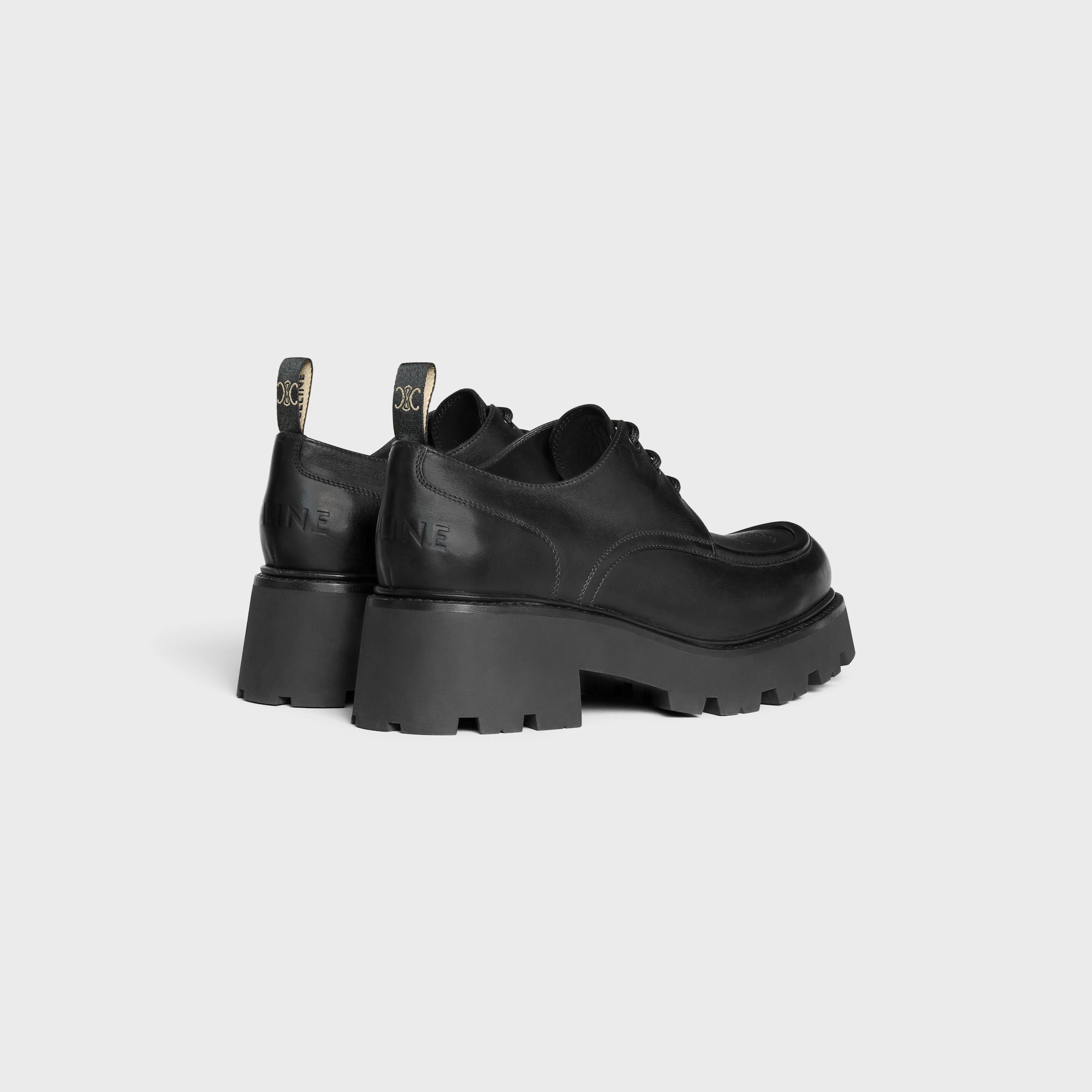 CELINE TRIOMPHE DERBIES IN SHINY BULL - BLACK | CELINE