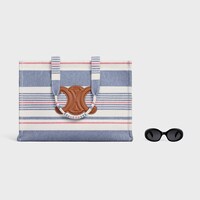 Large Cabas Thais in STRIPED TEXTILE AND CALFSKIN - MULTICOLOR - OTHER LINES - 1 | CELINE