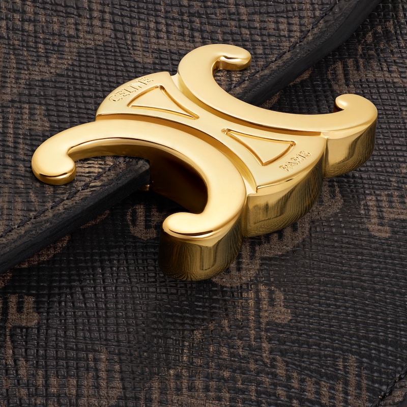 Portacarte lungo con patta Triomphe in tela Triomphe - CUOIO - PORTAMONETE E PORTACARTE - 1 | CELINE