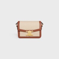 TEEN TRIOMPHE BAG IN TEXTILE AND CALFSKIN - NATURAL / TAN - TRIOMPHE - 1 | CELINE