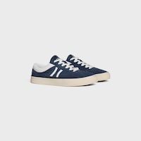 CELINE SUNSET LOW LACE-UP SNEAKER IN SUEDE CALFSKIN AND CALFSKIN - BLUE/OPTIC WHITE -  - 2 | CELINE