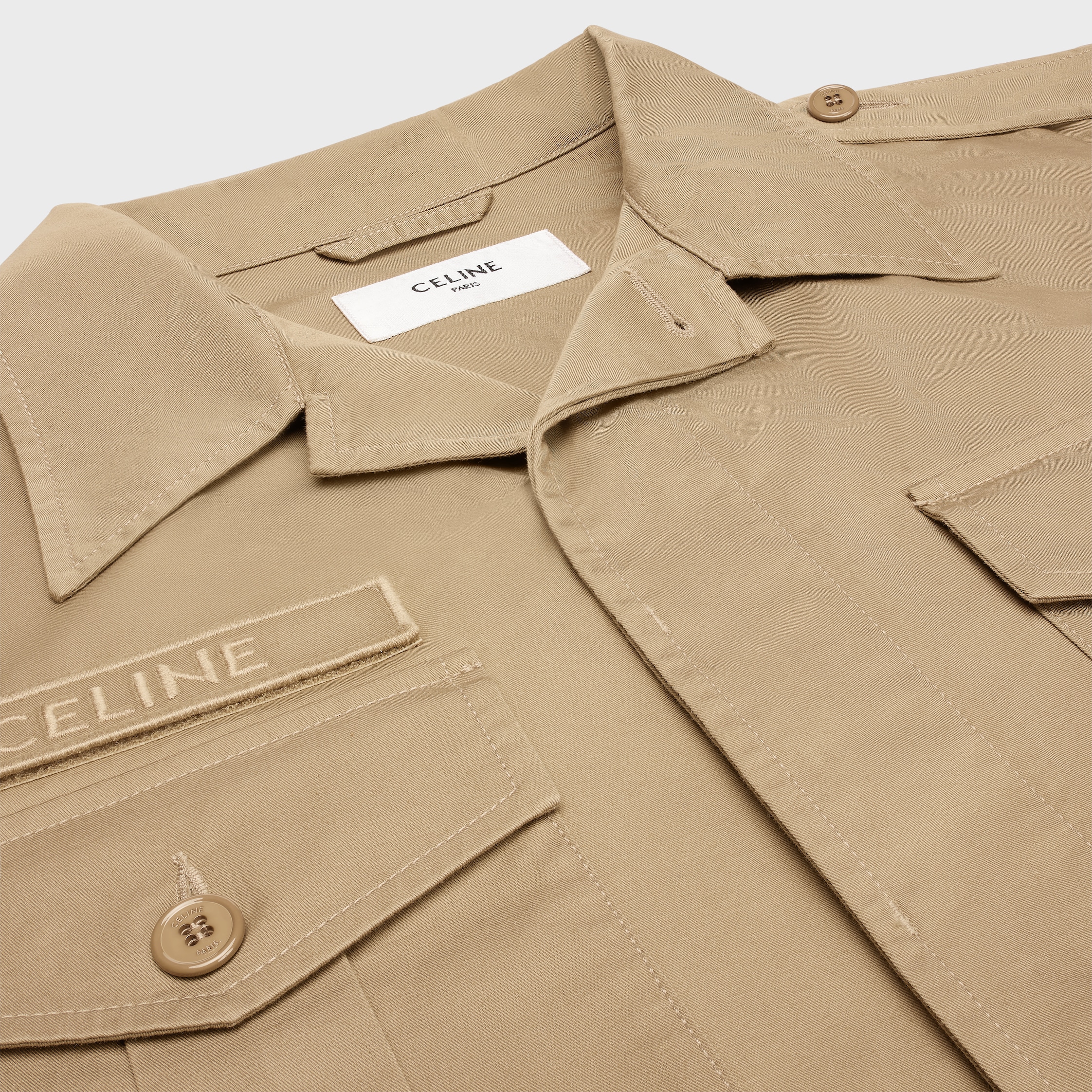 CELINE お洒落 ジャケット 上質コットン ロゴ SAHARIENNE JACKET CELINE お洒落 ジャケット 上質コットン ロゴ SAHARIENNE JACKET