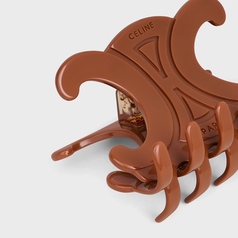 Celine Large Hair Claw in Acetate - CAMEL - HAIR ACCESSORIES - 1 | CELINE