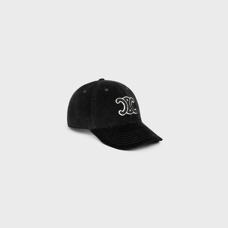 casquette baseball triomphe velours côtelé - Noir -  - 1 | CELINE